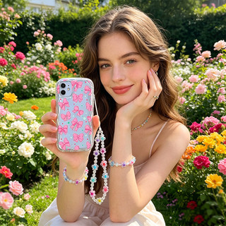 Ốp Lưng Hoa Tình Yêu Nơ Cho Redmi Note 14 13 12 11 10 Pro Plus 11S 10S Redmi 13X 14C 13C 13 12 TPU Có Dây Xích Trong Suốt Vỏ Điện Thoại ﻿ ﻿