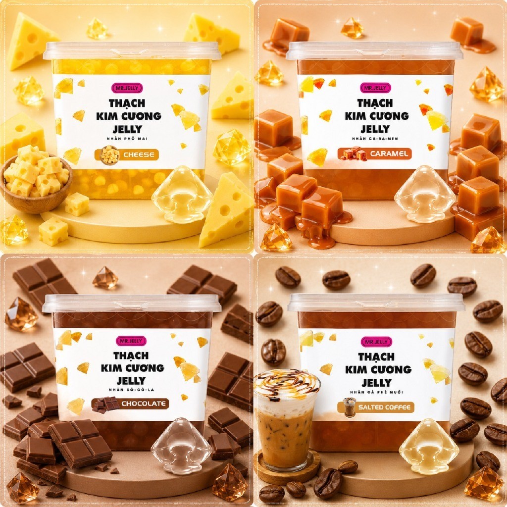 Thạch Mr Jelly kim cương nhân xốt trái cây hũ 2.3kg (Đủ vị)