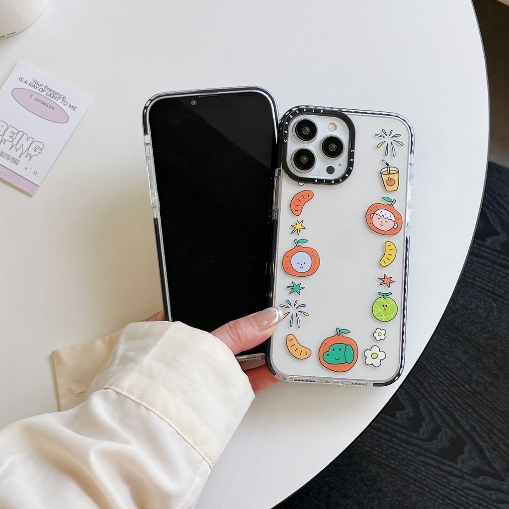 CAPASHIP Dễ Thương Trà Cam Minh Họa Nhật Bản Phim Hoạt Hình Kawaii Hàn Quốc Vỏ Mềm Tương Thích Cho iPhone 17 Pro Max Air Plus 16 / 15 / 14 / 13 / 12 / 11 / XR / X / XS / SE / 8 / 7 / 6