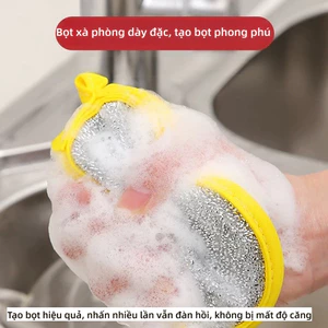 Nước Rửa Chén Khối Bọt Biển Nhà Bếp Không Dễ Dính Bàn Chải Dầu Nồi Dụng Cụ Tiện Dụng Hộ Gia Đình Rửa Bát Vải Hai Mặt Làm Sạch Cotton Magic Scouring
