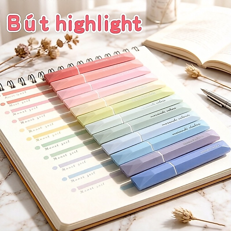 Bút dạ quang chuyển màu pastel bộ 4 cây dễ sử dụng, tạo cảm hứng làm bài tập cho sinh viên