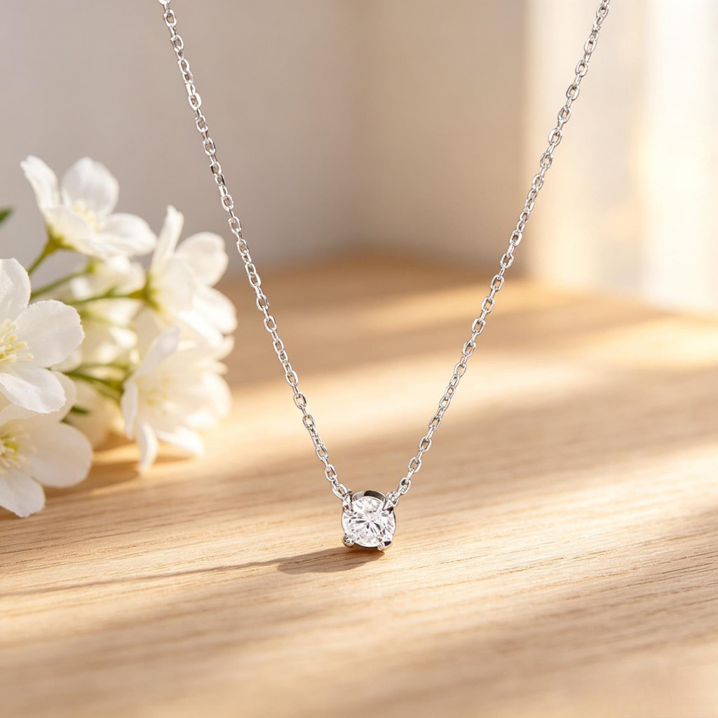 Vòng cổ kim cương đơn bạc s925 mẫu mới