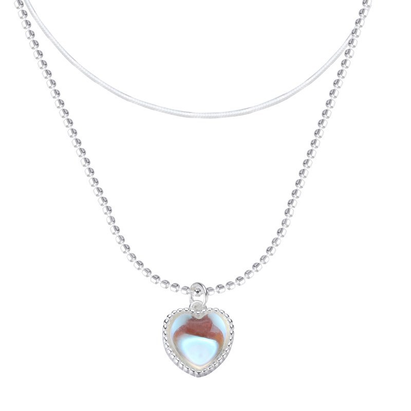 Vòng cổ hai lớp bằng bạc nguyên chất Aurora Heart