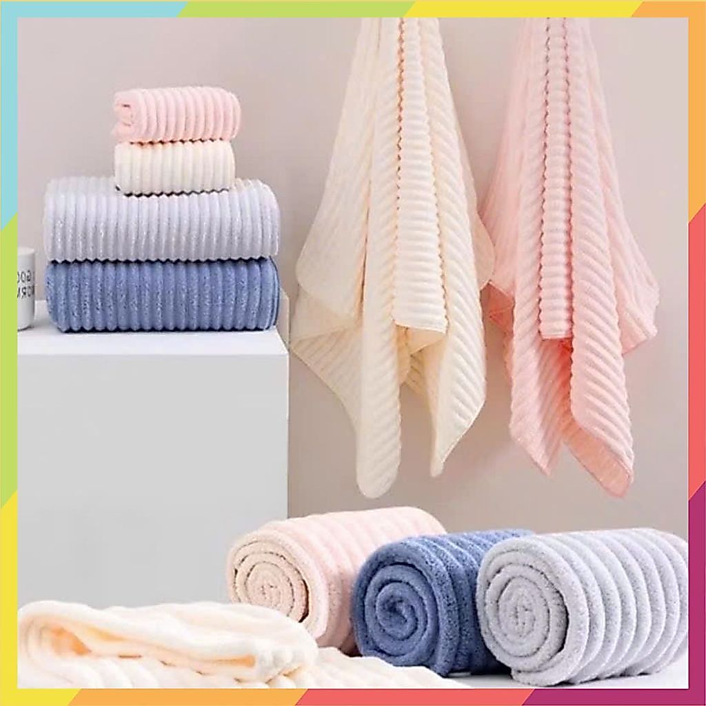 KHĂN TẮM COTTON CÓ VÂN SÓNG CHỐNG XƠ – Khăn Tắm Độ Bền Cao- Dễ Vệ Sinh- Không Pha Màu