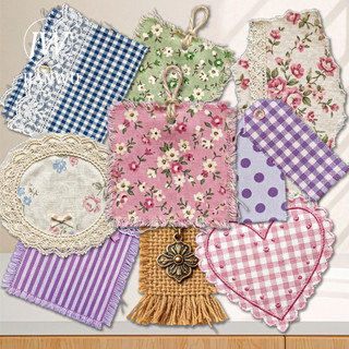 JIANWU Vintage Ren Hoa Chấm Bi Vải Phong Cảnh Chất Liệu Cắt Dán Thêu Sò Nhãn Dán Sáng Tạo DIY Tạp Chí Văn Phòng Phẩm