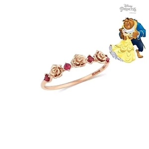 Người Đẹp Và Quái Vật Nhẫn Disney Hoa Hồng Belle Công Chúa Mở Nhẫn Nữ S925 Mạ Vàng