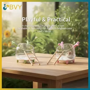 BVY Hamster Phòng Tắm Vệ Sinh 2 Trong 1 Gạc Trong Suốt Thiết Kế Bồn Tắm Phòng Lớn Để Vệ Sinh Thú Cưng Chải Lông Và Chơi.