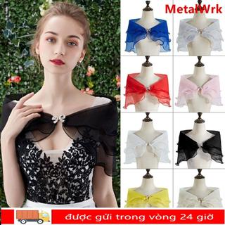 Khăn choàng ren METALWRK, Áo cưới dự tiệc thanh lịch, Khăn choàng dạ hội vải tuyn mùa hè thời trang dành cho nữ