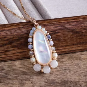 Châu Âu Mỹ Phong Cách Trang Sức Retro Hợp Kim Vỏ Thời Trang Đính Hạt Dài Độc Đáo Tinh Tế Vòng Cổ Dài Nữ Cung Điện 2026-6-26