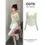 Áo chống nắng màu xanh bạc hà + Áo đeo vải tuyn + Bộ ba mảnh váy ngắn Trang phục bên bờ biển Dopamine mùa hè