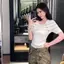 Áo len cổ tròn sọc kim loại kiểu Pháp mùa hè Áo thun ngắn tay Slim-fit Classy Royal Sister Top