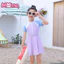 Đồ bơi thể thao thoáng khí thân thiện với da dành cho trẻ em, đồ bơi kiểu váy một mảnh màu dành cho bé gái