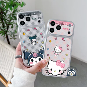 Ốp Điện Thoại Da PU Hình Hoa Mèo Kitty Dễ Thương Cho Tecno Pova Spark Slim Pop 20 10 9 8 Camon 50 40 20 Premier Pro Ultra itel P55 A50 5G 4G Vỏ Kẻ Sọc Chống Rơi Vỏ Mềm Bạc