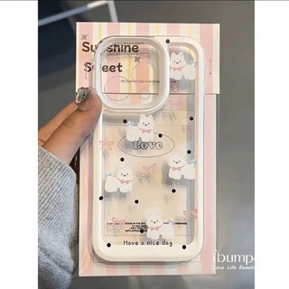 ibumpers Ốp Điện Thoại iPhone Họa Tiết Chó Con Hàn Quốc Dễ Thương Ốp Lưng Trong Suốt Cho IPhone 16 15 14 12 13 11 Pro Max IP 7 8 Plus X XS XR
