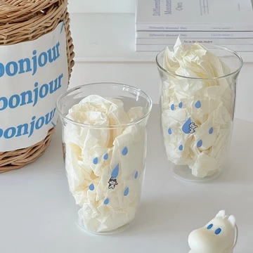 🍎 450ml Retro Tươi Cốc Thủy Tinh Matcha Latte Cà Phê Hoa Văn Giọt Mưa Màu Xanh Cốc Sữa Nước Giải Khát Lạnh Cốc Nước Lấp Lánh Cốc Cán Cạnh Cốc Thủy Tinh Cao Borosilicate Cốc Thủy Tinh Ly Thủy Tinh Dễ T