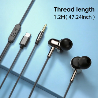 Tai nghe có dây Elough Type-C 3.5mm Tai nghe Hifi Tai nghe nhét tai rảnh tay có Mic Tai nghe điều khiển nội tuyến thể thao cho điện thoại thông minh