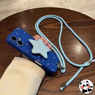 Ốp Điện Thoại Đứng Ngôi Sao 3D Cho Redmi K80 K70 K70E K60 K60E K50 K50i K40 Gaming K40S K30 K30S Ultra K30i K20 Pro 5G 4G Vỏ Mềm Màu Xanh Hoạt Hình Dễ Thương Có Giá Đỡ Dây Đeo