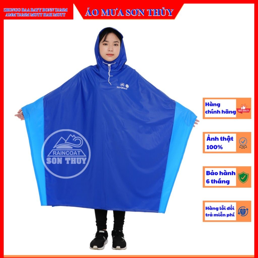 Áo mưa tuổi teen chính hãng Sơn Thủy, áo mưa choàng cho trẻ em 1m4-1m52, áo mưa trẻ em 12-16 tuổi aomuasonthuyhn