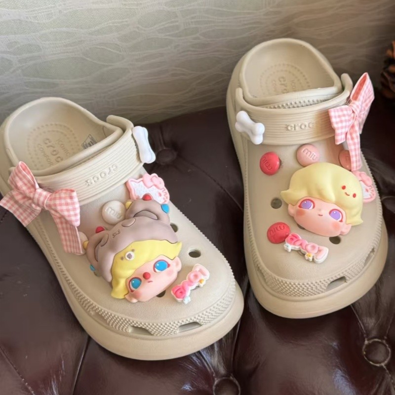 POP MART Phụ kiện giày lỗ nơ dễ thương, hoa phù hợp Crocs, tháo rời, dùng cho Busch
