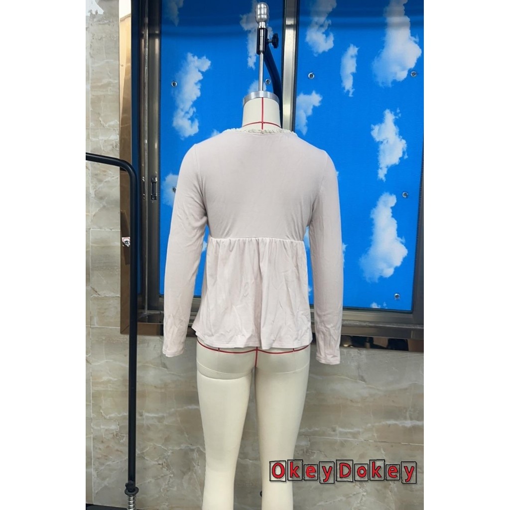 Áo sơ mi nữ dài tay cổ chữ V viền rộng, phù hợp mùa thu