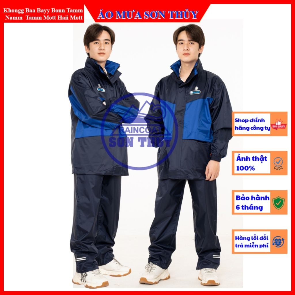 Bộ áo mưa 2 lớp Sơn Thủy K5, bộ quần áo mưa thời trang cao cấp màu xanh cải tím than aomuasonthuyhn