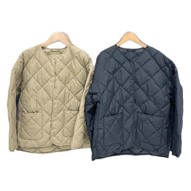 Áo khoác cotton cổ tròn họa tiết kim cương, phù hợp mùa thu đông