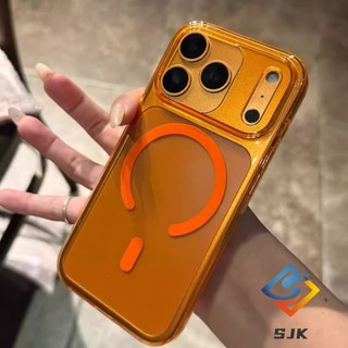 Ốp Điện Thoại Từ Tính Trong Suốt Màu Cam Vũ Trụ Cho IPhone 17 Pro Max 17Air 12 13 14 15 16 Pro Max Vỏ Pc Siêu Mỏng Vỏ Chống Sốc