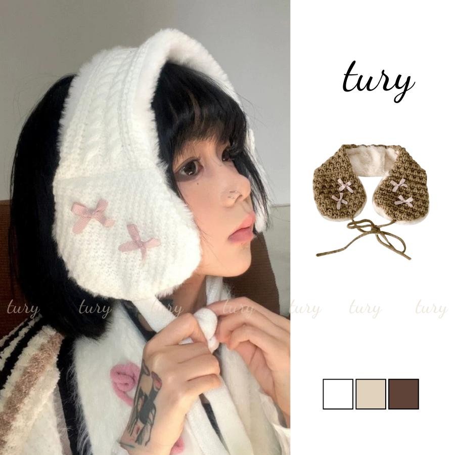 Bông Chụp Tai Unisex Nam Nữ - Tury - Chụp Tai Lông Đính Nơ Xinh Xắn Phong Cách Hàn Quốc - BT010