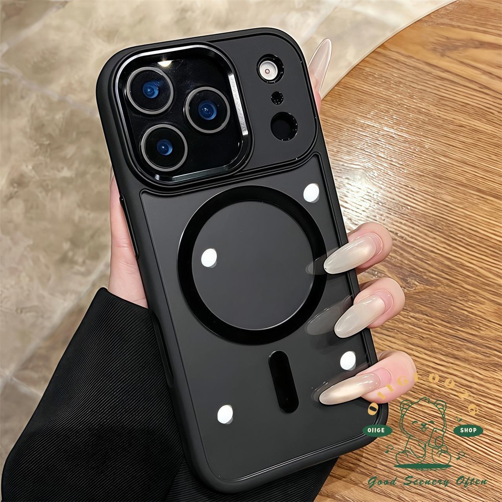 【 Ốp lưng iPhone17 】 Vỏ điện thoại acrylic từ tính da lỏng màu cam iphone17 Pro Max 16 15 cho vỏ iPhone Vỏ mềm silicon TPU chống sốc