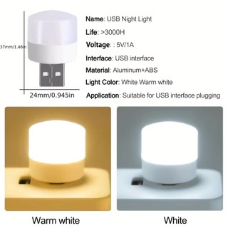 1 / 10 Chiếc Mini USB Đèn Ngủ Ấm Trắng Bảo Vệ Mắt Sách Đọc Sách Đèn Cắm USB Máy Tính Sạc Điện Di Động Đèn Ngủ LED