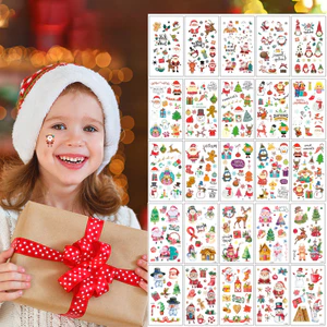 Hình xăm dán tạm thời chống thấm nước chủ đề Giáng sinh và ông già Noel - Bộ 10 chiếc