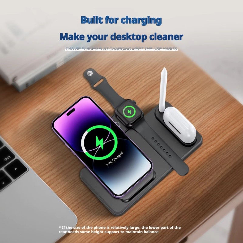 Sạc Không Dây 15W 4 Trong 1 Đế Sạc Nhanh Cho IPhone Samsung Watch 9 8 7 Series