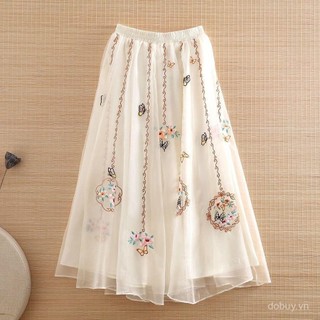 Mẫu mới nửa đầm chữ A phong cách Trung Hoa retro, thêu thủ công cầu kỳ, phù hợp mặc mùa hè