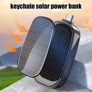 Portable Solar Keychain Charger Bank Compact Power Bank Mini Powerbank For Mobile Phone TYPE-C Backup Emergent enmdavn