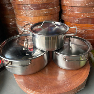 [Hàng Thanh Lý] Bộ 3 nồi inox chống gỉ cao cấp gồm 3 nồi 16, 18, 24cm