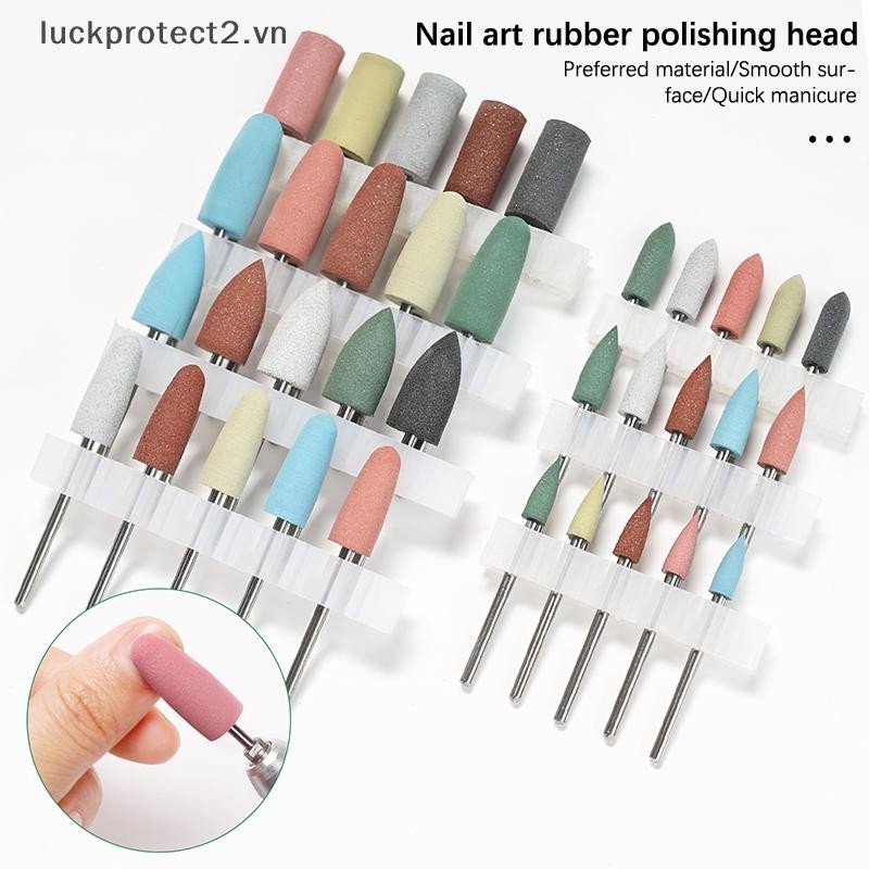 # luckpro #5PCS Mũi đánh bóng móng tay bằng cao su Mũi khoan silicon Mũi khoan Burr Bits Tập tin làm sạch lớp biểu bì cho tiệm làm móng tay nghệ thuật.