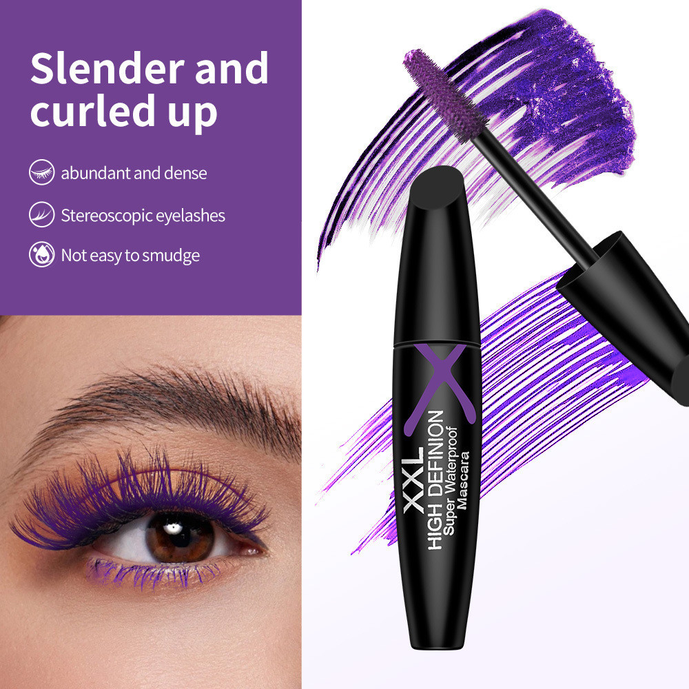 XXL Sáu Màu Đen Trắng Xanh Đỏ Tím Nâu Màu Mascara Dày Kéo Dài Chống Thấm Nước Chống lem Dễ Dàng Tẩy Trang