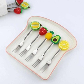 2 Dĩa ăn Hoa Qủa Hình Trái Cây,Nĩa Xiên Trái Cây,Bánh Ngọt Cán Qủa Dâu Xinh Xắn