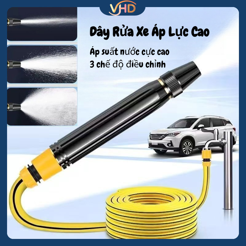 vòi xịt tăng áp rửa xe đầu, 3 chế độ phun nước, ống nước mềm màu vàng, đối với rửa xe, tưới cây, vv