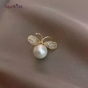 AqToCna Dễ Thương Ong Nhỏ Mặt Trời Thổ Cẩm Dành Cho Nữ Ngọc Trai Trái Tim Thổ Cẩm Pin Quà Tặng Kim Cương Giả Trâm Cài Người Bạn Đảng Chống Phai Màu Bule Trâm Trang Sức Quà Tặng AqToCna