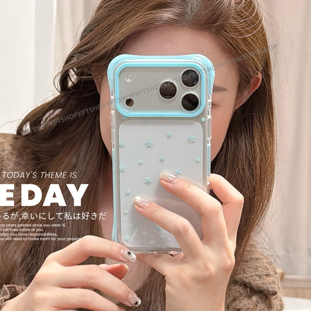 Ốp Điện Thoại Acrylic Emboss Stars Bowknot Cho iPhone 17 Pro Max 16 15 Pro Max Vỏ Bảo Vệ Bốn Góc Chống Sốc