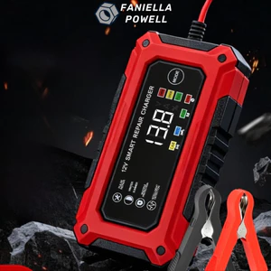Bộ sạc sửa chữa pin FANIELLAPOWELL, Bộ sạc pin ô tô thông minh 12V 6A bằng nhựa, Màn hình LCD thông minh hữu ích Bộ sạc pin xe máy Pin chì