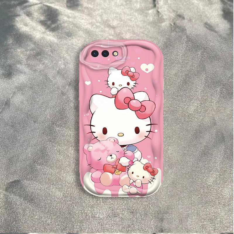 Ốp Silicon Hoạt Hình Cho OPPO A3S A1K A12E AX5 Realme C2 Bảo Vệ 3D Vỏ Điện Thoại Mềm TPU Kitty Sinh Viên Ốp Lưng Chống Sốc