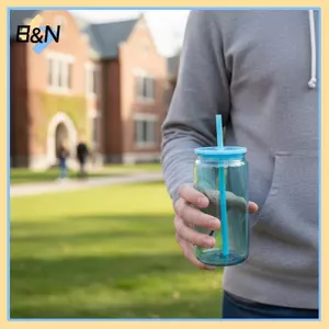 B & N 16oz 450ml Cốc lọ lớn Cốc uống nước sinh thái có thể tái sử dụng để tập thể dục Nước ép trái cây Hydrat hóa.