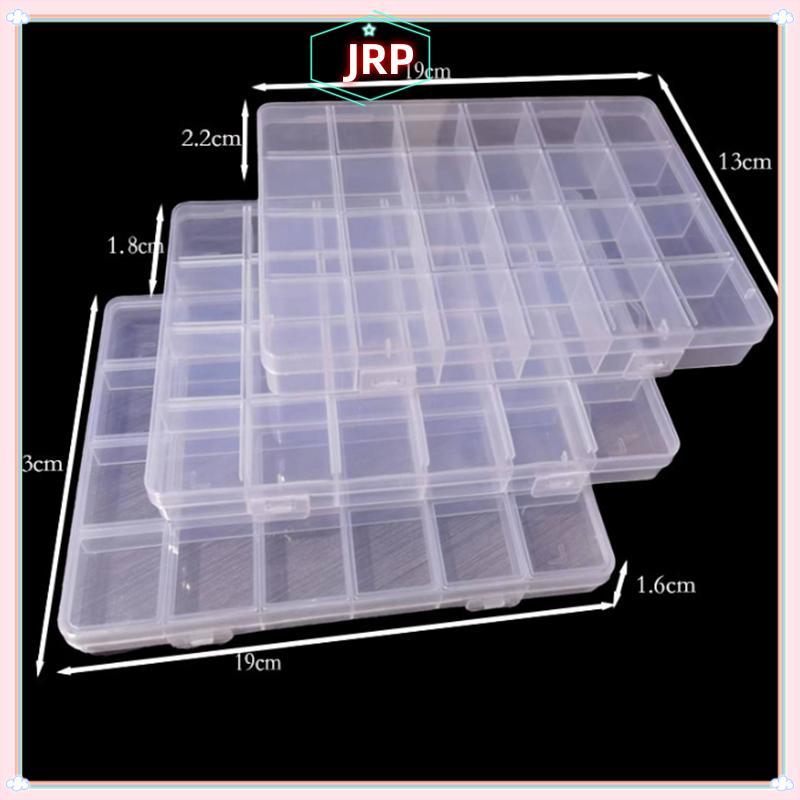 JRP 24 Khe Cắm Móng Decal Hộp Bảo Quản Móng Tay Nghệ Thuật Phụ Kiện Hộp Bảo Quản Lưới Có Thể Tháo Rời Móng Tay Nghệ Thuật Kim Cương Giả Hộp Trang Sức Phụ Kiện JRP