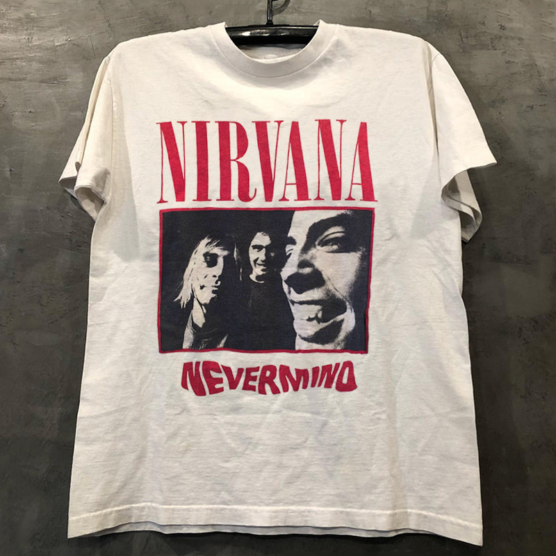 （Giao hàng 24h）Angela Áo thun Premium ngắn tay nam và nữ in hình ban nhạc Nirvana Kurt Cobain phong cách retro rock