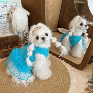 QEARY Puppy Công Chúa Đầm, Thoải Mái Mềm Mại Cho Chó Lưới Lông Tơ Váy, Thời Trang Cổ Tròn Thoáng Khí Mỏng Dây Đeo Thú Cưng Váy Puff Đảng