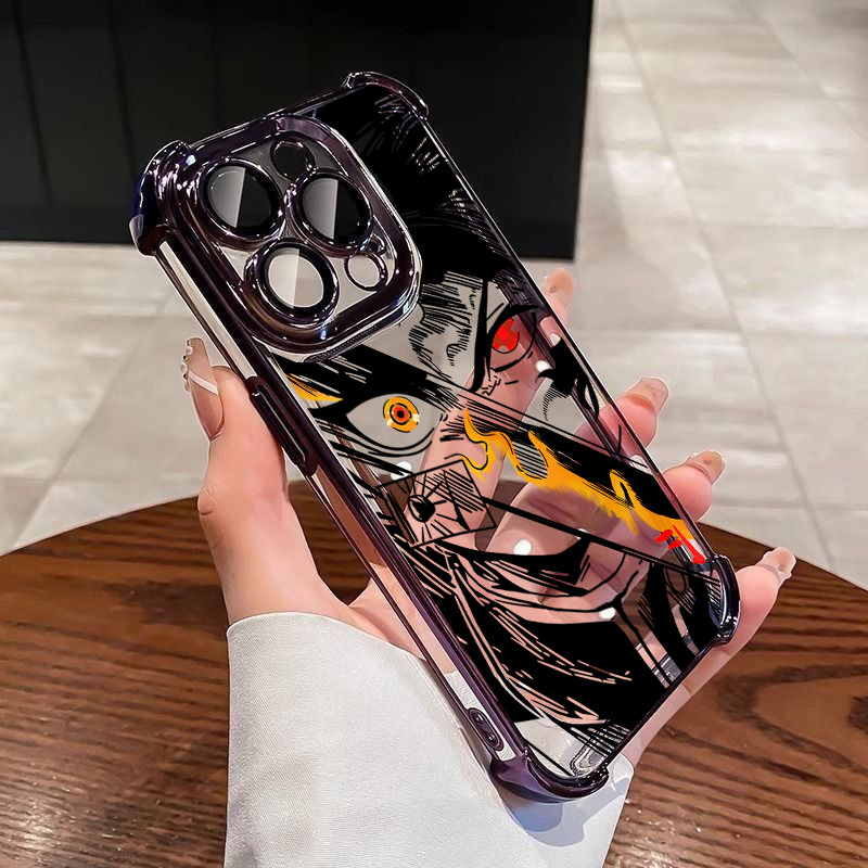 Anime Demon Slayer Mắt Mạ Dành Cho Xiaomi 17T 15T 14T POCO X8 Pro Max 15 X7 X3 F5 M3 M4 Pro X5 F4 F7 M7 F8 Ultra Ốp Lưng Túi Khí Bảo Vệ Góc Trong Suốt