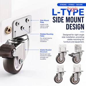 ✨Homie✨Bánh xe xoay chữ L không gây tiếng ồn, đường kính 1/1.5/2 inch,bánh xe cao su, ròng rọc nhỏ