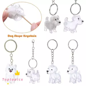 Móc khóa lưu niệm di động TOPTOOLCX, Thiết kế thủ công Mặt dây chuyền lưu trữ lông thú cho chó trong suốt, Phụ kiện DIY Bảo quản lông Viên nang hình chó Móc khóa lưu niệm